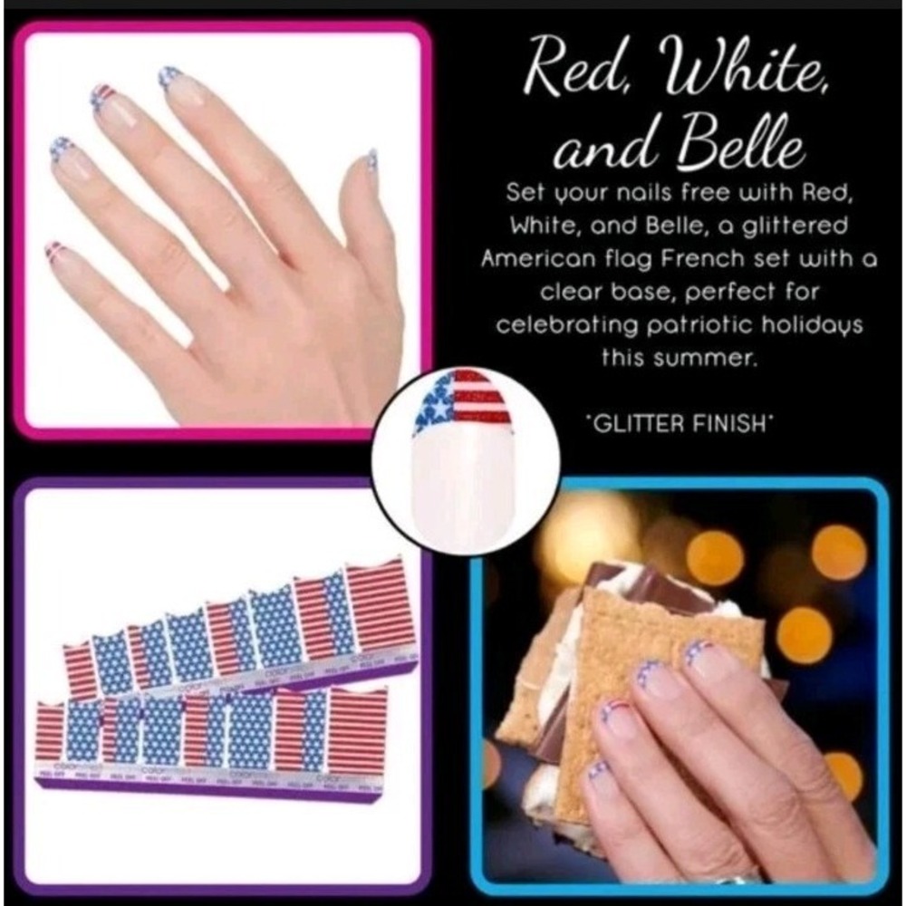 Color Street French Manicure Nail Polish Strips Red White &‎ Belle Flag NOS